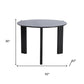 42" Black Solid Wood Mirrored Double Pedestal Base Round Top Dining Table