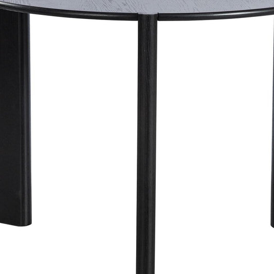 42" Black Solid Wood Three Leg Base Round Top Dining Table