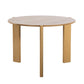 42" Natural Solid Wood Mirrored Double Pedestal Base Round Top Dining Table