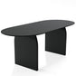 79" Black Solid Wood Mirrored Double Pedestal Base Oval Dining Table