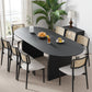 79" Black Solid Wood Mirrored Double Pedestal Base Oval Dining Table