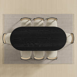 79" Black Solid Wood Double Pedestal Base Oval Dining Table