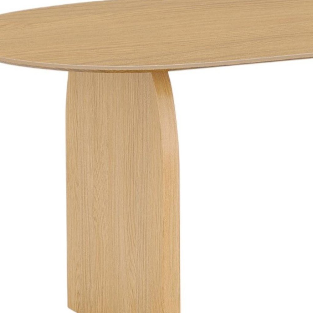 79" Natural Solid Wood Mirrored Double Pedestal Base Oval Dining Table