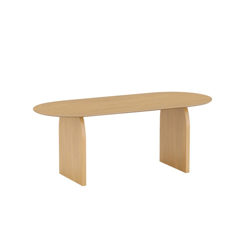 79" Natural Solid Wood Mirrored Double Pedestal Base Oval Dining Table