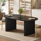 67" Black Solid Wood Double Pedestal Base Oval Dining Table
