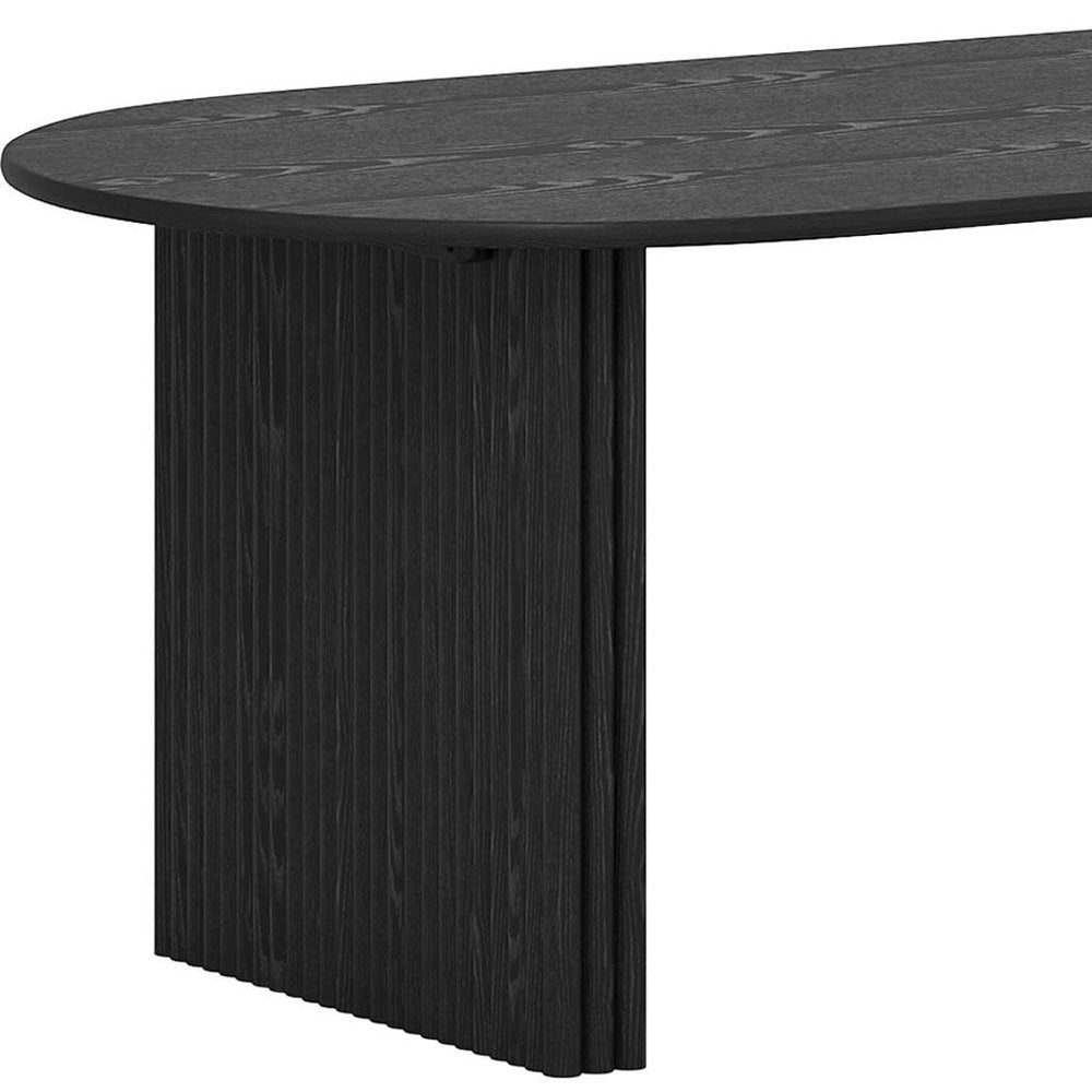 67" Black Solid Wood Mirrored Double Pedestal Base Oval Dining Table