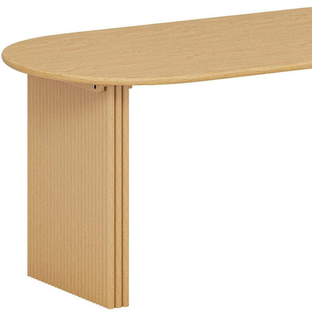 67" Natural Solid Wood Mirrored Double Pedestal Base Oval Dining Table