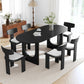 67" Black Solid Wood Mirrored Double Pedestal Base Oval Dining Table