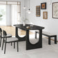 67" Black Solid Wood Mirrored Double Pedestal Base Oval Dining Table