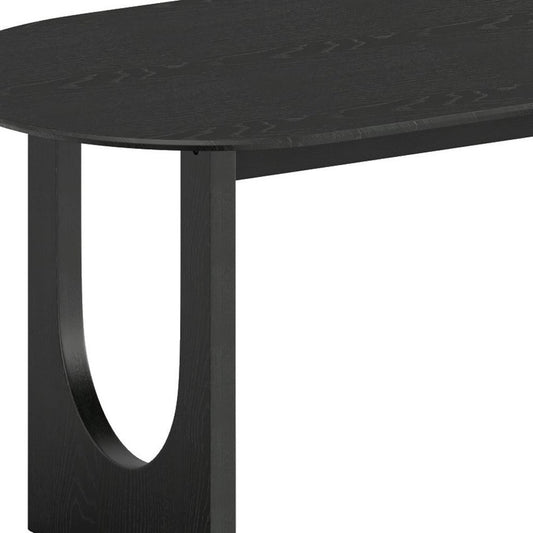 67" Black Solid Wood Double Pedestal Base Oval Dining Table