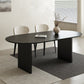 67" Black Solid Wood Mirrored Double Pedestal Base Oval Dining Table