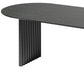 67" Black Solid Wood Mirrored Double Pedestal Base Oval Dining Table