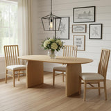 67" Natural Solid Wood Mirrored Double Pedestal Base Oval Dining Table