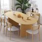 67" Natural Solid Wood Mirrored Double Pedestal Base Oval Dining Table