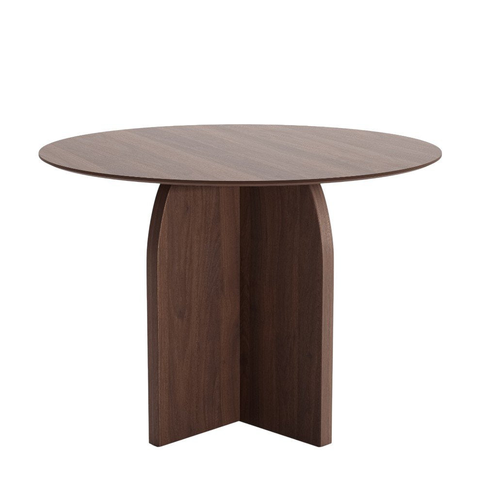 42" Brown Solid Wood Pedestal Base Round Top Dining Table