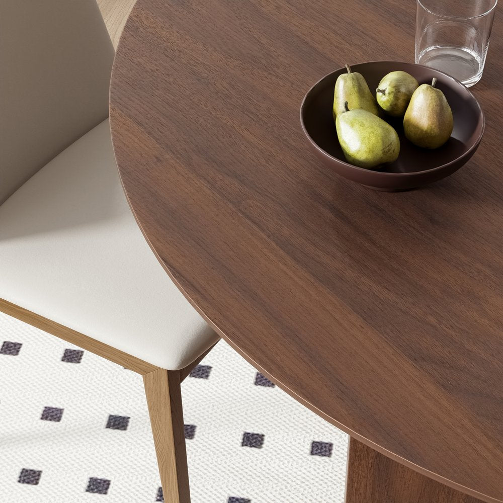 42" Brown Solid Wood Pedestal Base Round Top Dining Table