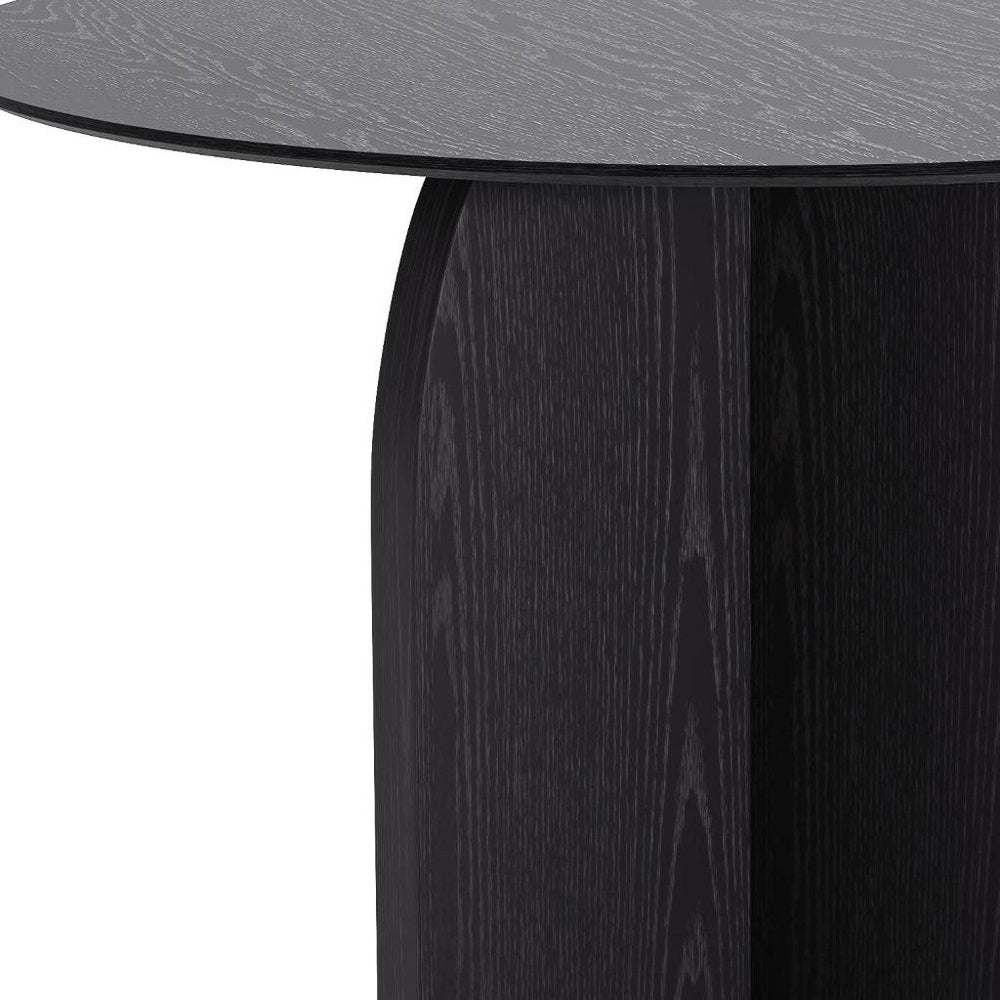 42" Black Solid Wood Pedestal Base Round Top Dining Table