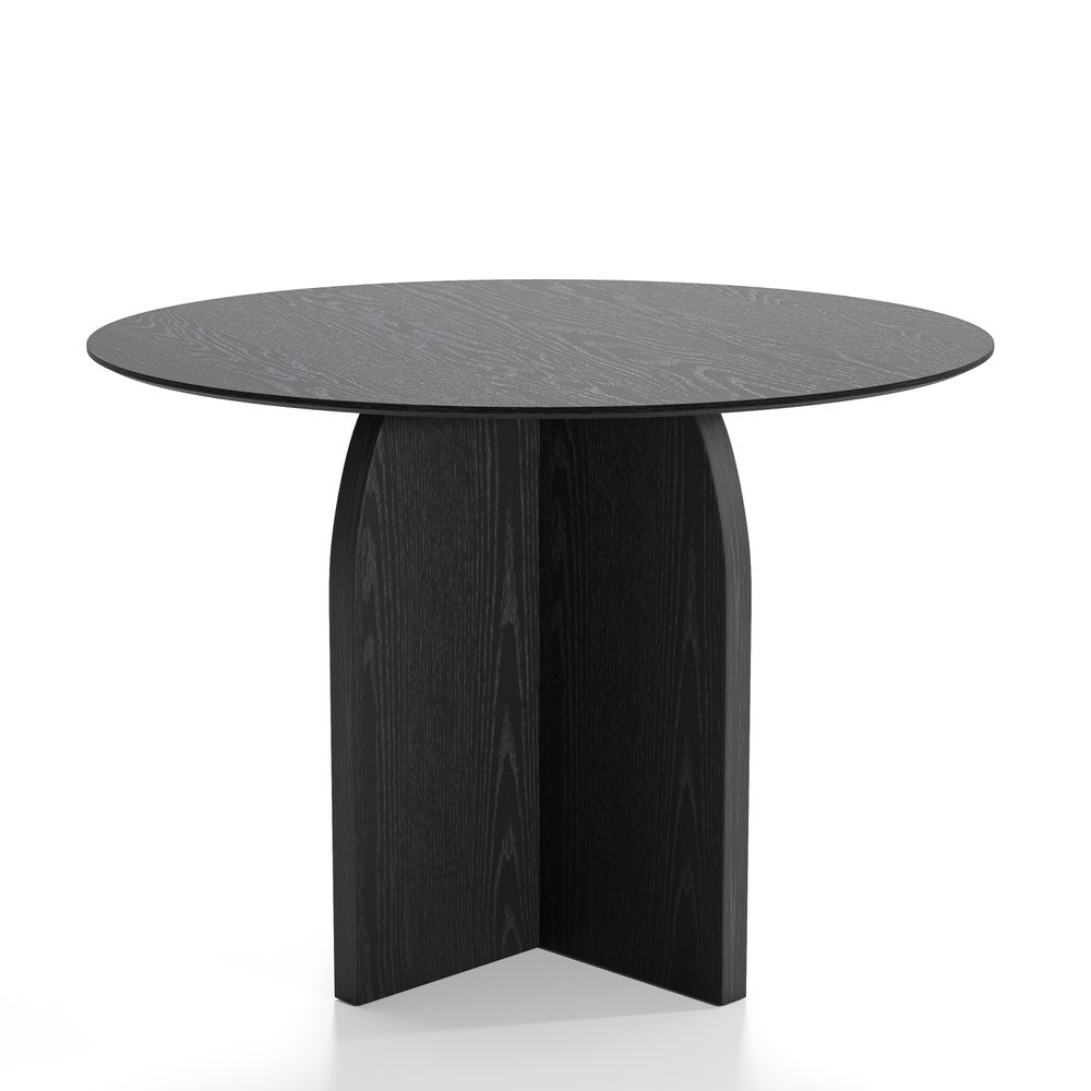 42" Black Solid Wood Pedestal Base Round Top Dining Table