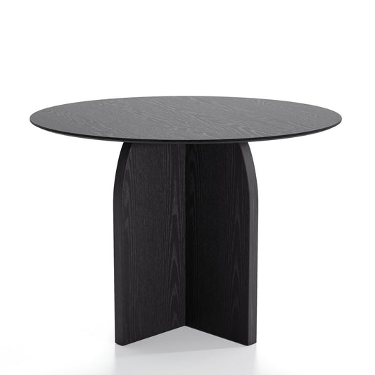 42" Black Solid Wood Pedestal Base Round Top Dining Table