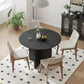 42" Black Solid Wood Pedestal Base Round Top Dining Table