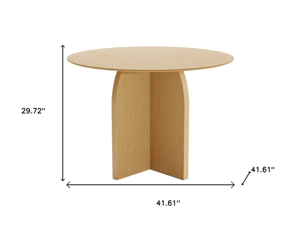 42" Beige Solid Wood Pedestal Base Round Top Dining Table