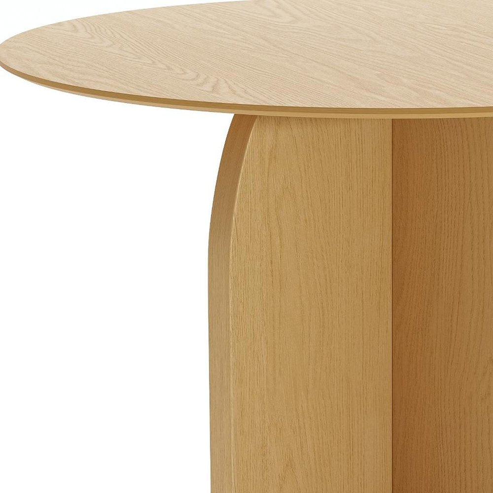 42" Beige Solid Wood Pedestal Base Round Top Dining Table