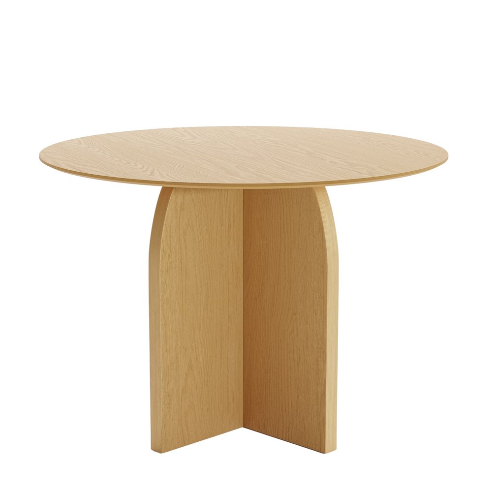 42" Beige Solid Wood Pedestal Base Round Top Dining Table
