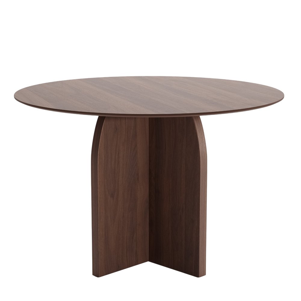 45" Brown Solid Wood Pedestal Base Round Top Dining Table