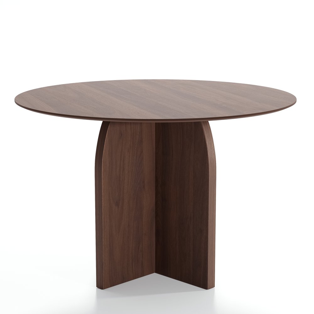 45" Brown Solid Wood Pedestal Base Round Top Dining Table