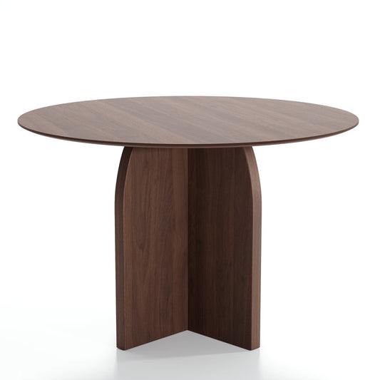 45" Brown Solid Wood Pedestal Base Round Top Dining Table