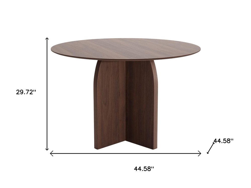 45" Brown Solid Wood Pedestal Base Round Top Dining Table