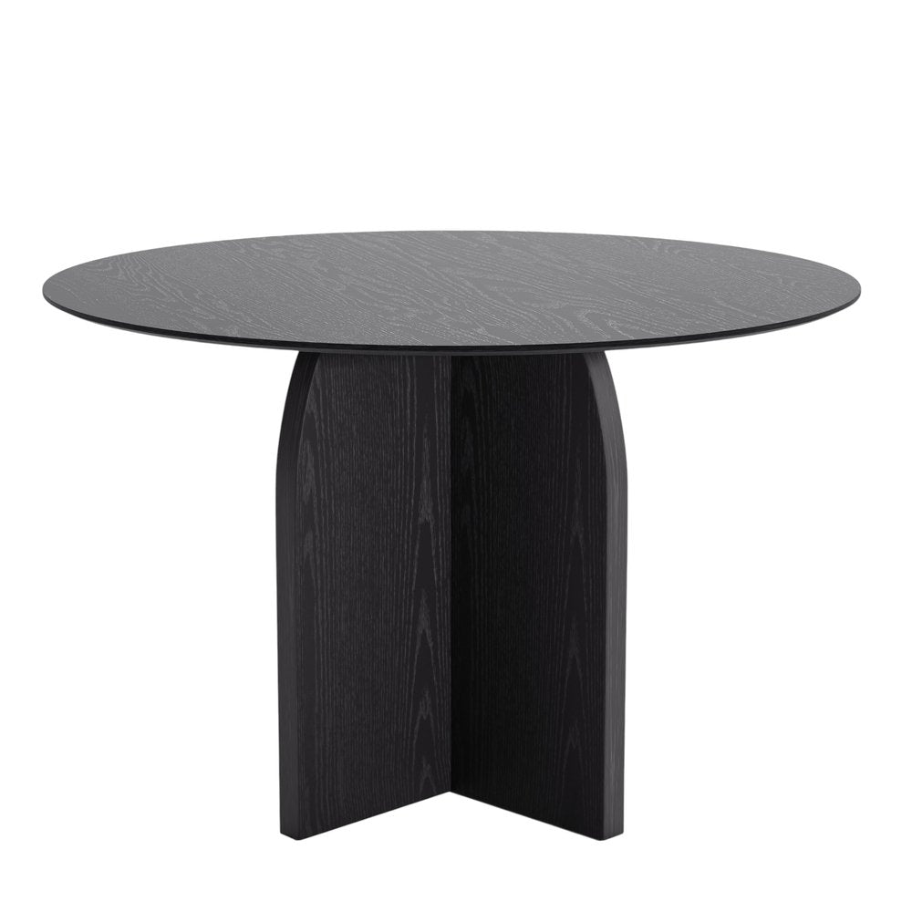 45" Black Solid Wood Pedestal Base Round Top Dining Table