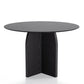 45" Black Solid Wood Pedestal Base Round Top Dining Table