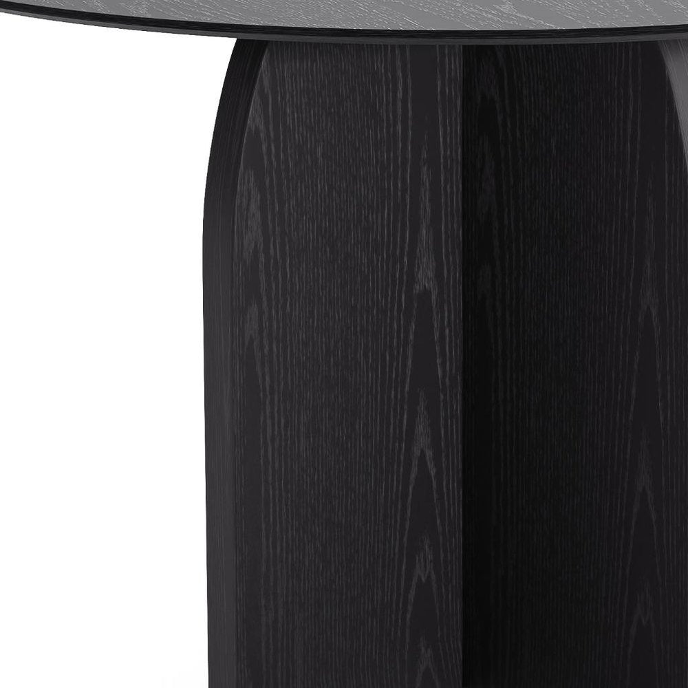 45" Black Solid Wood Pedestal Base Round Top Dining Table