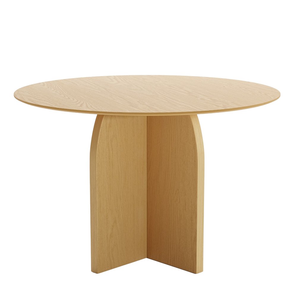 45" Beige Solid Wood Pedestal Base Round Top Dining Table