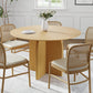 45" Beige Solid Wood Pedestal Base Round Top Dining Table