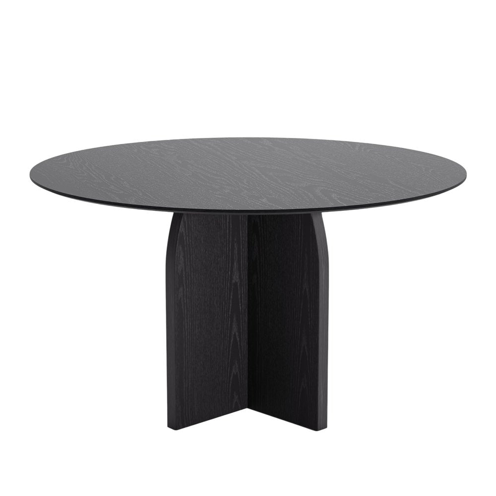52" Black Solid Wood Pedestal Base Round Top Dining Table