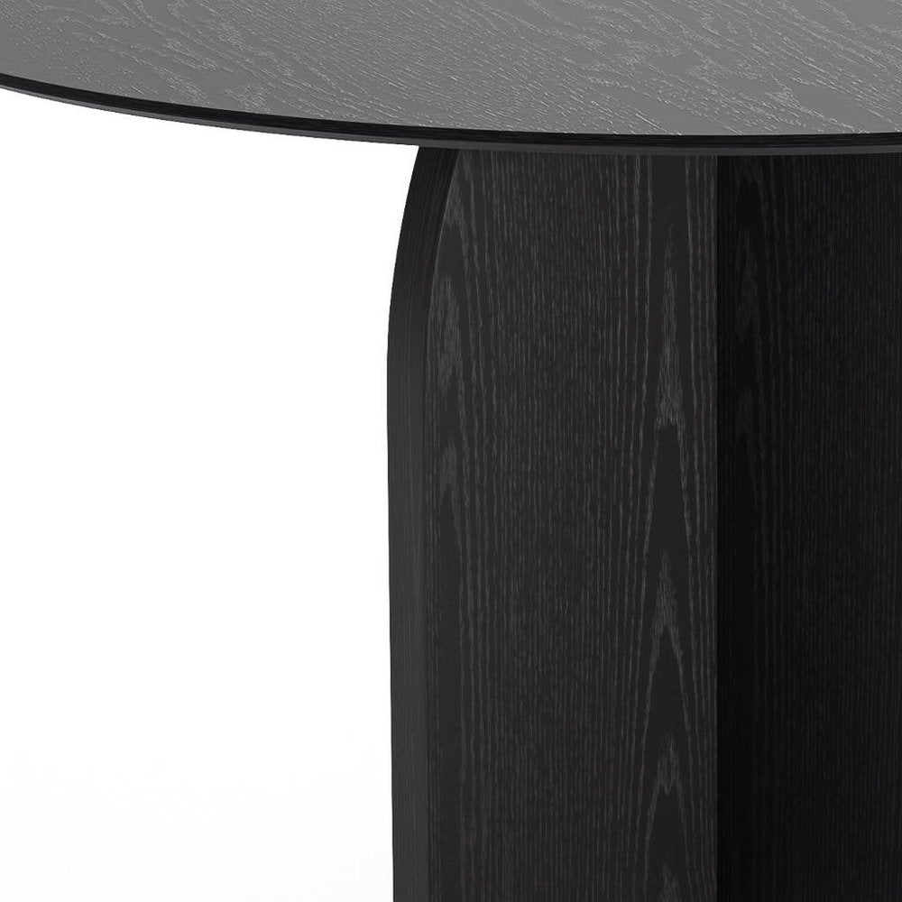 52" Black Solid Wood Pedestal Base Round Top Dining Table