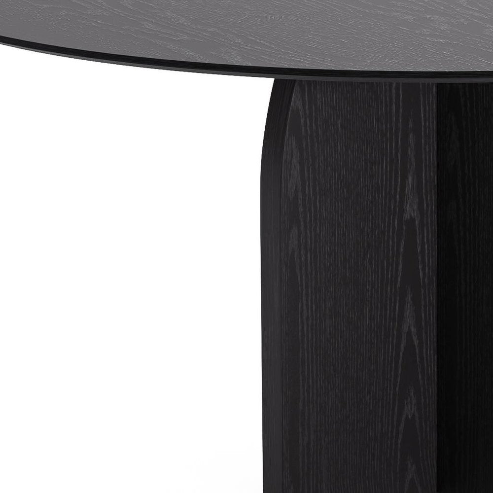58" Black Solid Wood Pedestal Base Round Top Dining Table