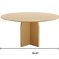 58" Beige Solid Wood Pedestal Base Round Top Dining Table