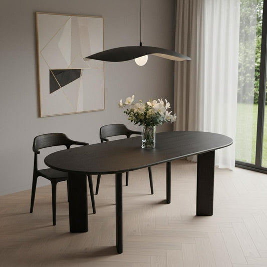 78" Black Solid Wood Oval Dining Table