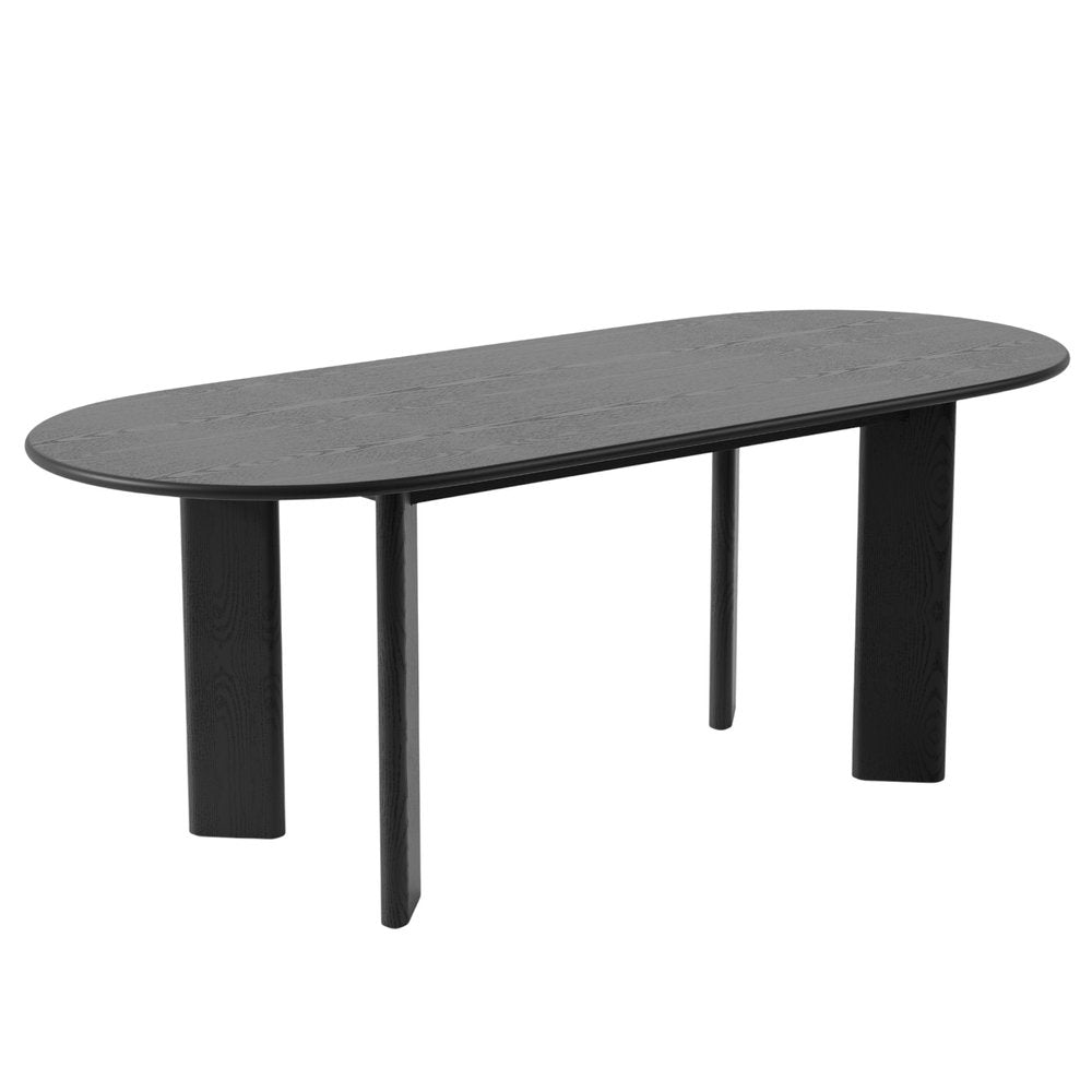 78" Black Solid Wood Oval Dining Table