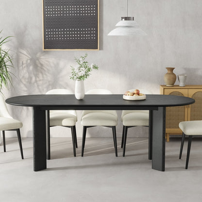 78" Black Solid Wood Oval Dining Table