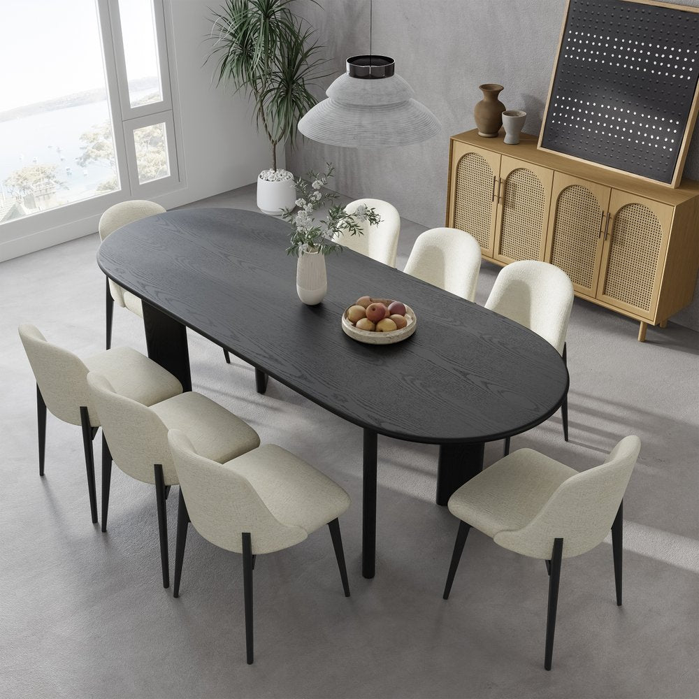 78" Black Solid Wood Oval Dining Table