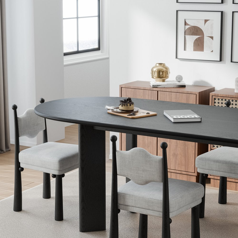 78" Black Solid Wood Oval Dining Table