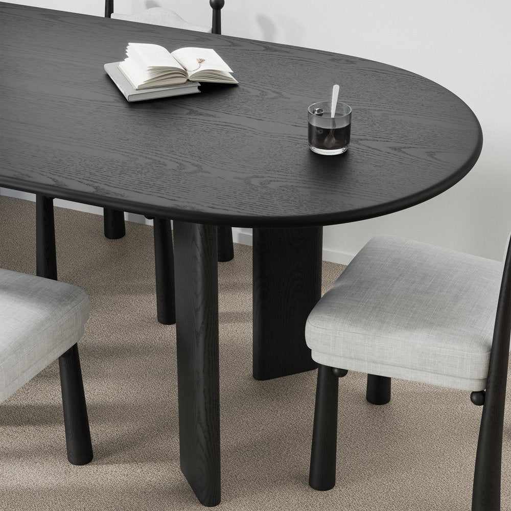 78" Black Solid Wood Oval Dining Table