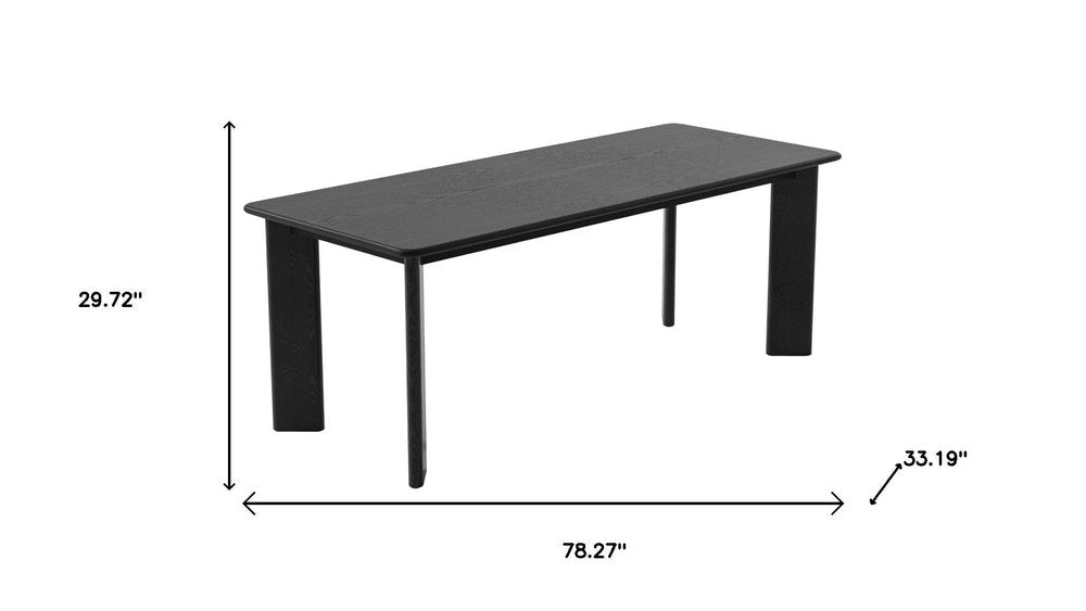 78" Black Solid Wood Oval Dining Table