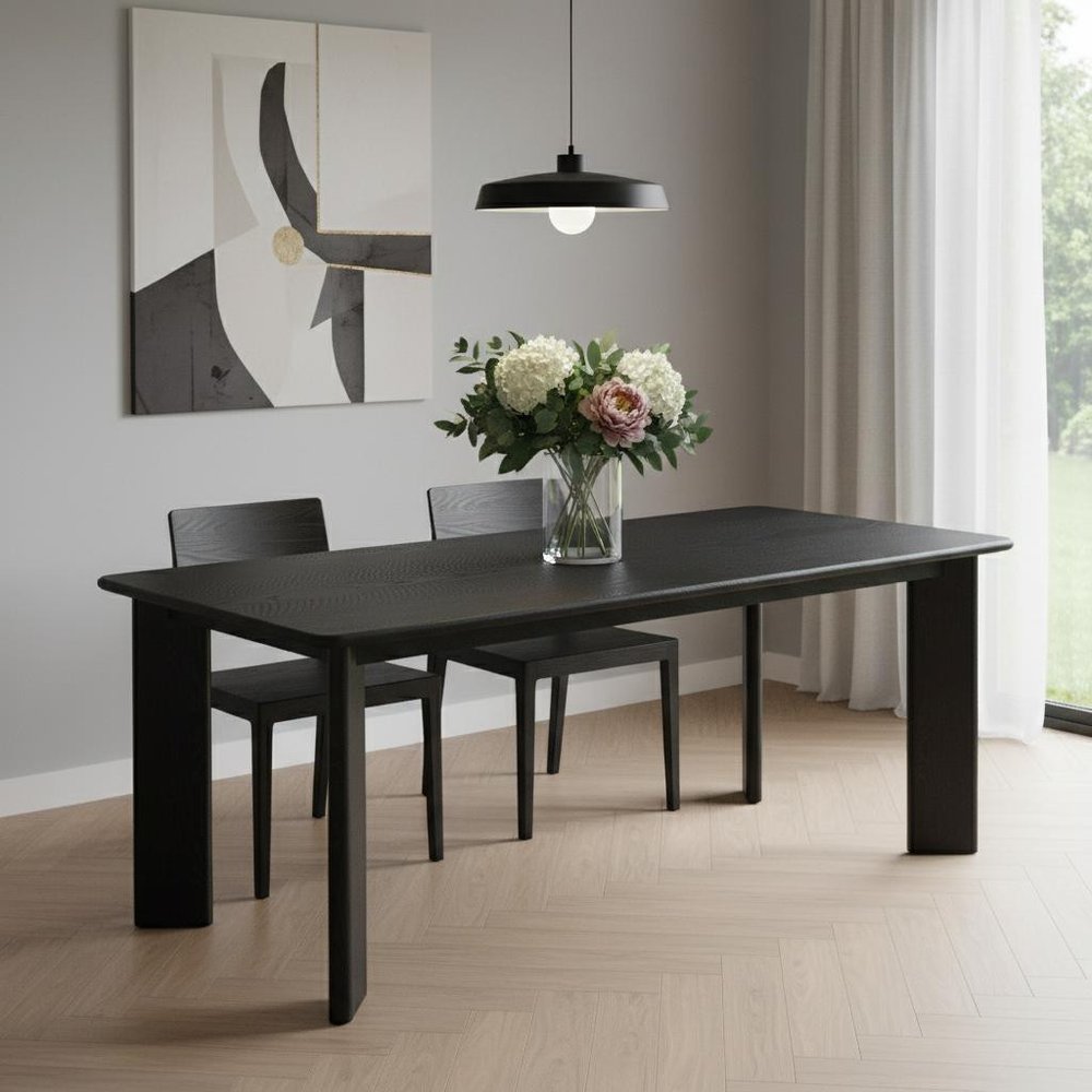 78" Black Solid Wood Oval Dining Table