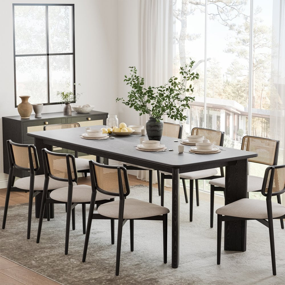 78" Black Solid Wood Oval Dining Table