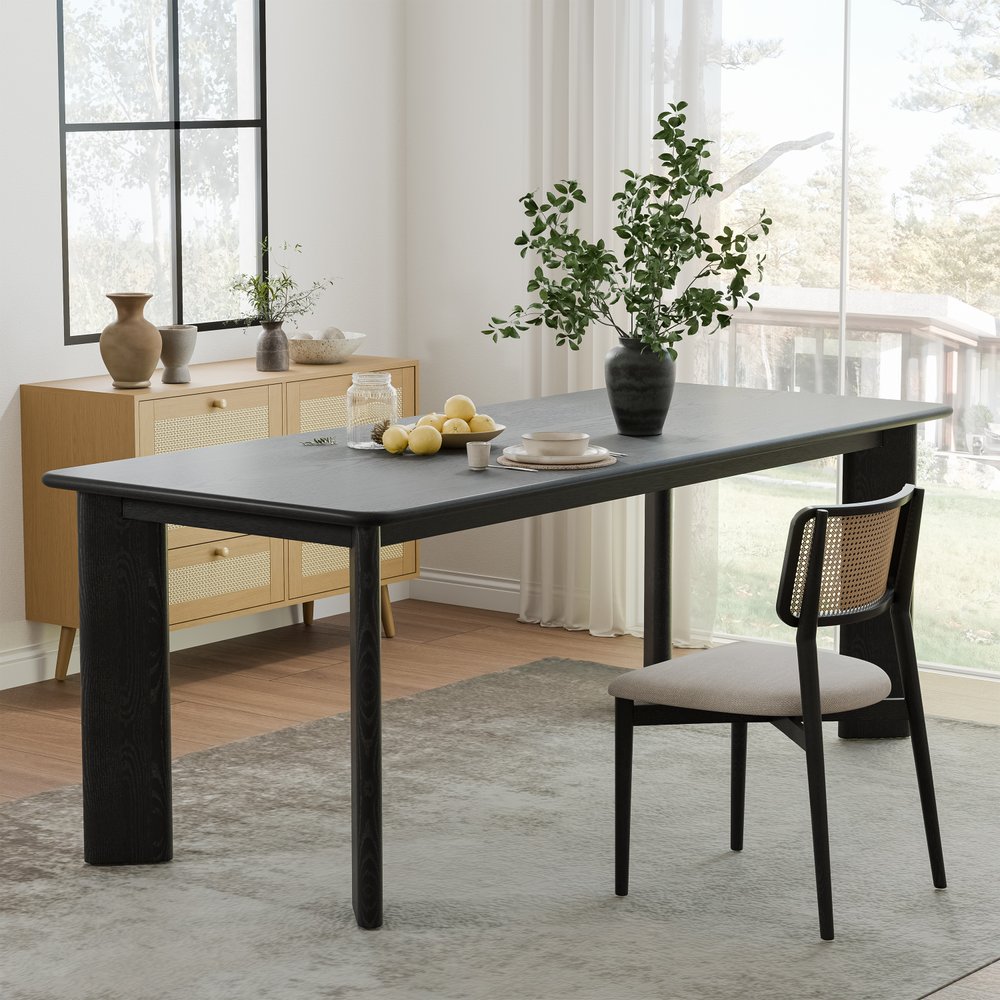 78" Black Solid Wood Oval Dining Table